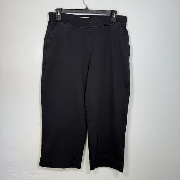 Everlane Organic Cotton Cropped Wide Leg Track Pant Black XL Elevated Loungewear - Picture 2 of 7